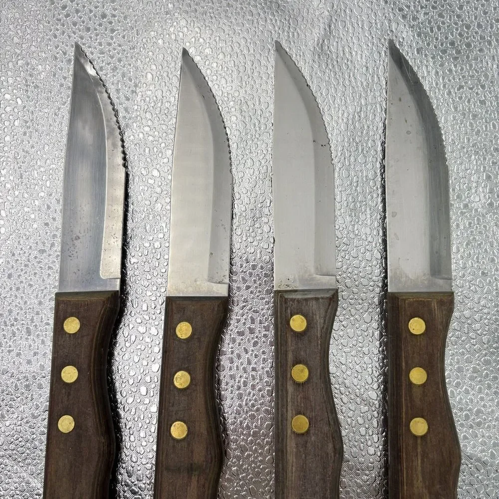 Tramontina 4‎ Set Steak Knives High Carbon Stainless Wood Handle 4.75